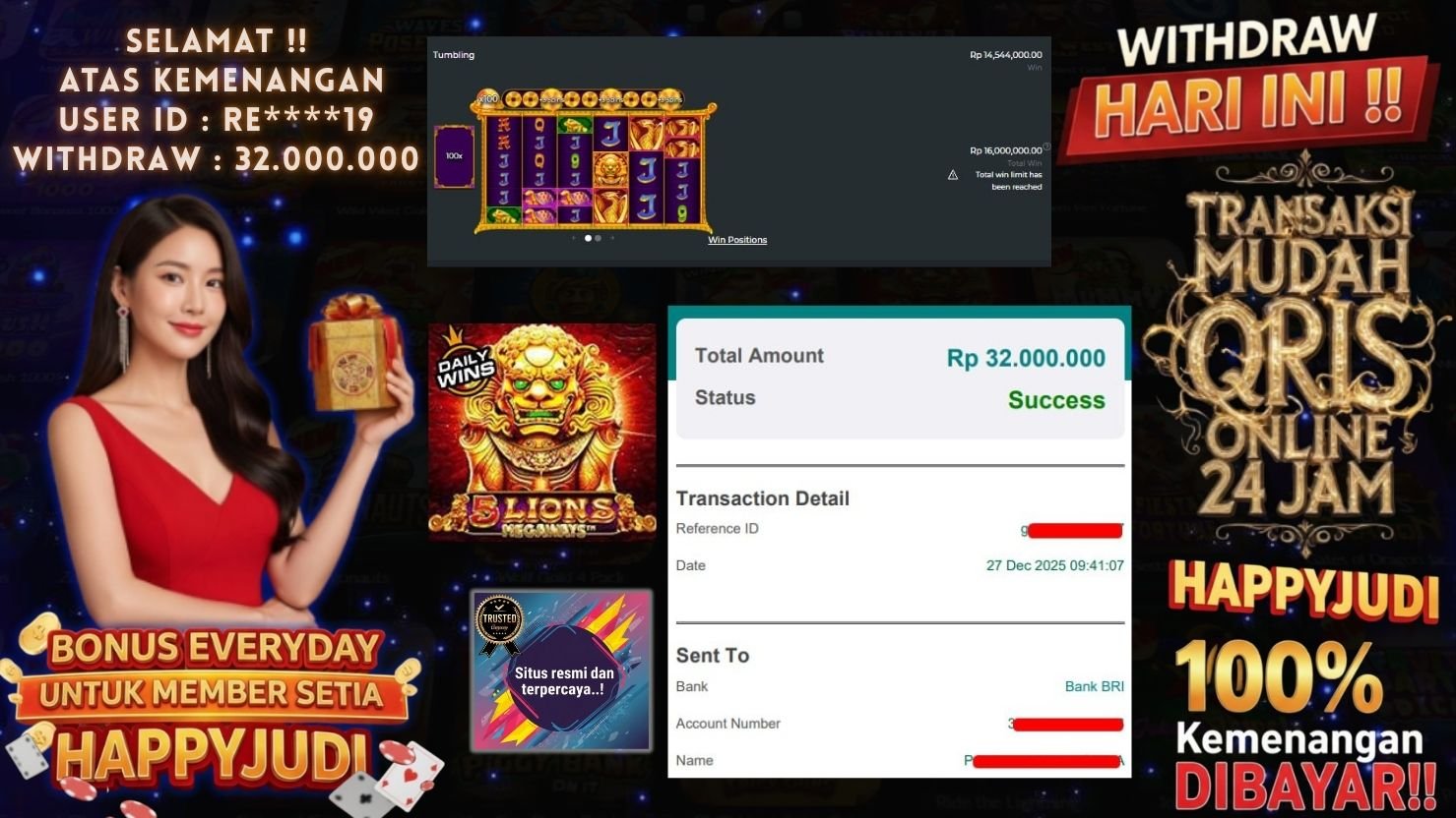HAPPYJUDI JACKPOT SLOT 5 LIONS MEGAWAYS